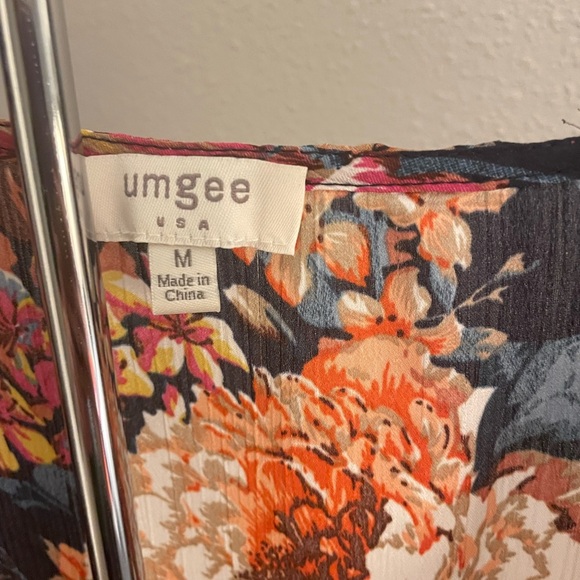 Umgee Women's Floral Blouse - Navy and Orange - Picture 3 of 3
